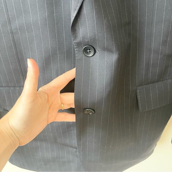 Brooks Brothers Navy Pinstripe Men's Wool Blazer Italian Fabric Size 41R - Picture 3 of 10